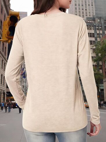 Women's Long Sleeve Shirts New York Letter Print Casual Loose Crew Neck Funny Graphic Tops in Saudi Arabia