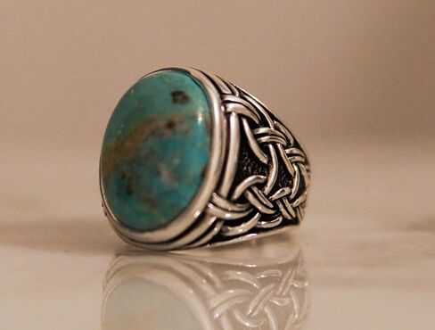 Silver 925k Mens Ring,Handmade Mens Ring,Natural Turquoise Stone,Jewelry Gift For Mens AMZH100 in Saudi Arabia
