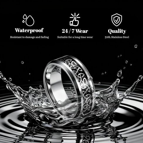 10 قطع الرجال الفولاذ المقاوم للصدأ خواتم كول باند خمر تململ سبينر سلسلة حلقة للرجال بسيط الزفاف خواتم الخطبة مجموعة in Kuwait
