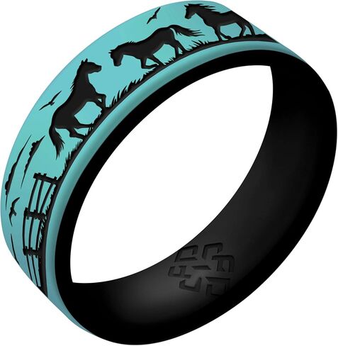 Knot Theory Horse Silicone Ring Men and Women Dual Layer Breathable Comfort Fit Wedding Engagement Band in Saudi Arabia
