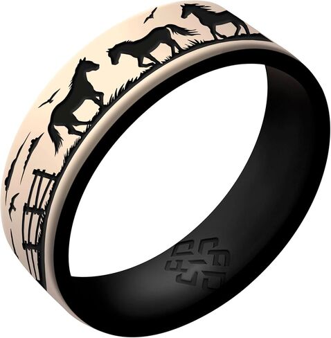 Knot Theory Horse Silicone Ring Men and Women Dual Layer Breathable Comfort Fit Wedding Engagement Band in Saudi Arabia