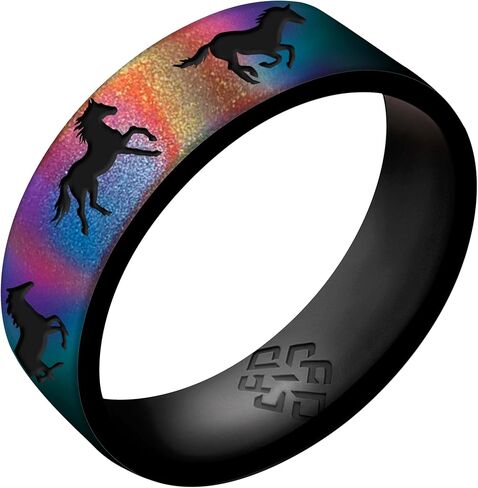 Knot Theory Horse Silicone Ring Men and Women Dual Layer Breathable Comfort Fit Wedding Engagement Band in Saudi Arabia