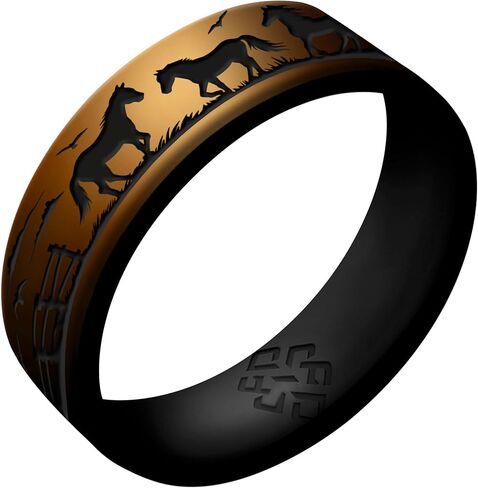 Knot Theory Horse Silicone Ring Men and Women Dual Layer Breathable Comfort Fit Wedding Engagement Band in Saudi Arabia