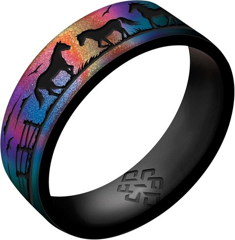 Knot Theory Horse Silicone Ring Men and Women Dual Layer Breathable Comfort Fit Wedding Engagement Band in Saudi Arabia
