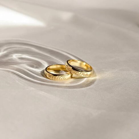 CAITLYNMINIMALIST 18K الذهب والفضة الاسترليني والذهب الوردي رسالة شخصية اسم رقيقة خاتم ذهبي مخصص هدية للأم in Kuwait