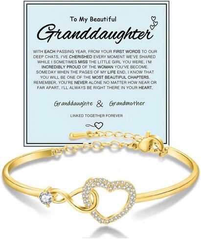 To My Granddaughter Forever Connected Bracelet From Grandma, Infinity Love Cuff You Are Always In Mine Heart Cubic Zirconia Adjustable Womens Inspirational Gift Jewelry in Saudi Arabia