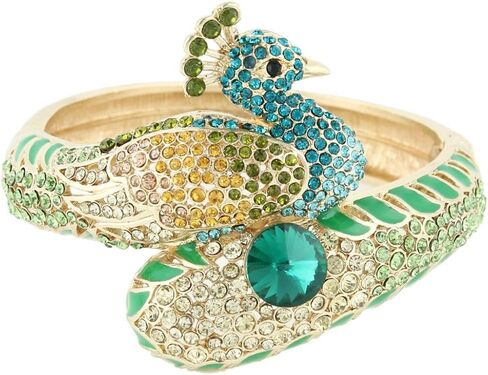 EVER FAITH Women's Austrian Crystal Enamel Adorable Animal Peacock Bangle Bracelet Gold-Tone in Saudi Arabia