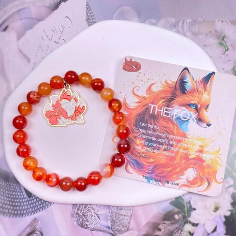 Fox Gifts Fox Charm Bracelet Agate Jewelry for Women Fox Granddaughter Daughter Niece Birthday Gifts in Kuwait