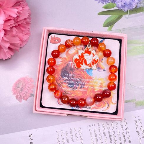 Fox Gifts Fox Charm Bracelet Agate Jewelry for Women Fox Granddaughter Daughter Niece Birthday Gifts in Kuwait