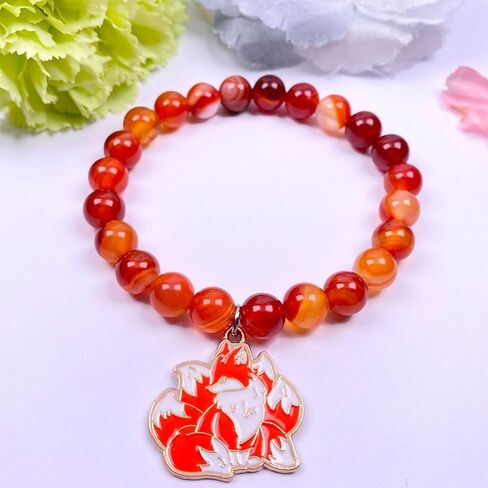 Fox Gifts Fox Charm Bracelet Agate Jewelry for Women Fox Granddaughter Daughter Niece Birthday Gifts in Kuwait