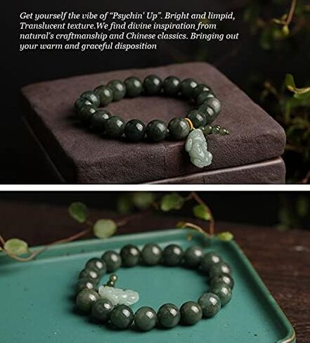 Lucky Bracelet, Feng Shui Bracelet,Jade Bracelet Feng Shui Pi Xiu Wealth Bracelet 7A Fei Cui Jade Bangle Green Chakra Crystal Bracelet Pi Yao Lucky Charm Talisman Amulet for Love Money Luck Warding-of in Saudi Arabia