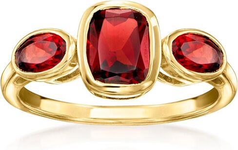 Ross-Simons 2.70 ct. t.w. Garnet 3-Stone Ring in 18kt Gold Over Sterling in Saudi Arabia