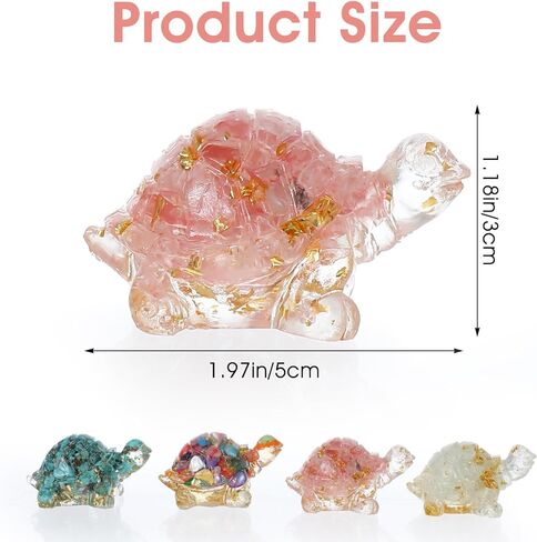 4Pcs Crystal Turtle Figurine Set Handmade Mini Sea Turtle Resin Decor Lucky Turtles divination Decor for Home Office Fish Tank Colorful Healing Crystal Animal Statue for Desk Shelf or Meditation Space in Saudi Arabia