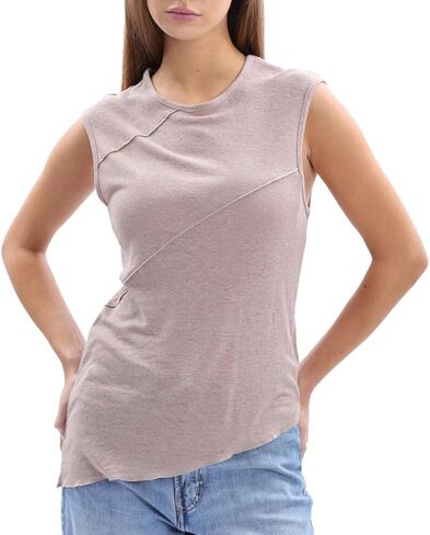 Amazhiyu Women's Linen Knit T-Shirt Casual Sleeveless Summer Crewneck Tank Tops in Saudi Arabia