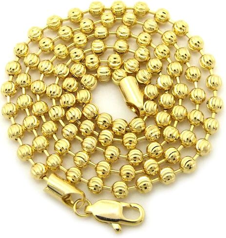 Fashion 21 Hip Hop Moon Cut 4mm 24", 4mm 30" Ball Chain in Gold Tone (2 XGC1 in Saudi Arabia