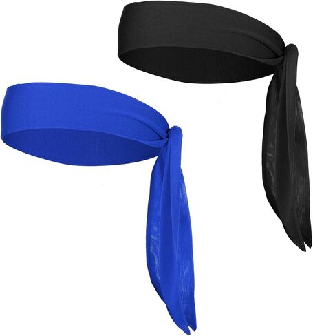Tie Headband, 2 Pcs Karate Ninja Headband, Head Tie for Women, Men, Sports, Running, Tennis, Yoga, and Soccer (Black & Red) in Saudi Arabia