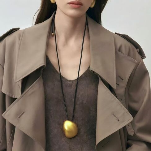 Large Pendant Necklace for Women, Long Pendant Necklace, Boho Necklace, Gold Pendant, Adjustable length, Jewelry Gift for Women in Saudi Arabia