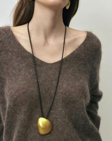 Large Pendant Necklace for Women, Long Pendant Necklace, Boho Necklace, Gold Pendant, Adjustable length, Jewelry Gift for Women in Saudi Arabia