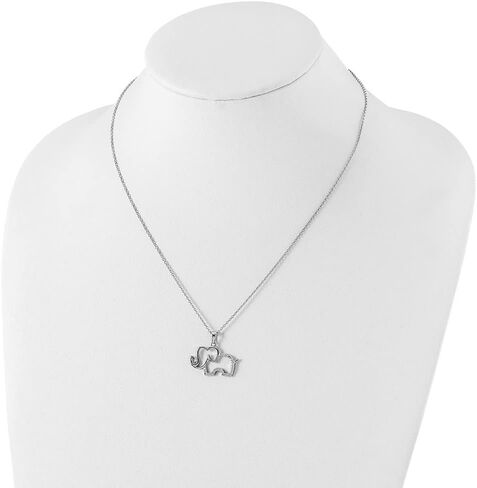 Sonia Jewels Solid Real 925 Sterling Silver CZ Cubic Zirconia Elephant 18.25in Pendant Necklace Charm Chain - with Secure Lobster Lock Clasp 18.25" (Width = 23mm) in Saudi Arabia