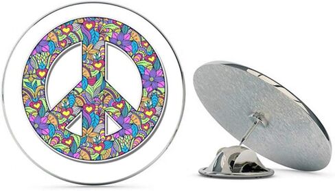 علامة السلام الأزهار لطيف الهبي المعادن 0.75 "طية صدر السترة قبعة دبوس التعادل تك Pinback in Kuwait