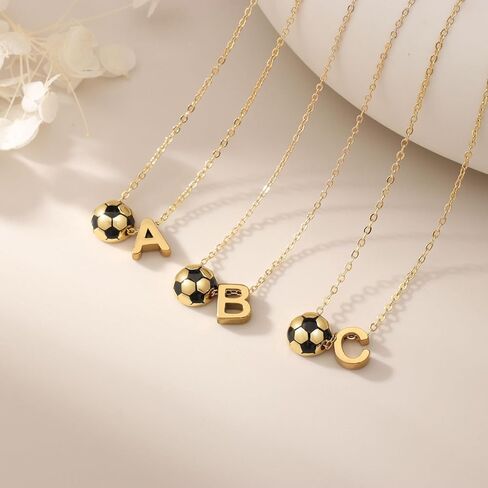 Initial A-Z Soccer Necklace Gifts for Girls Teens Women, Soccer Stuff Christmas Birthday Jewelry for Her Lovers 17+2 Inches in Kuwait