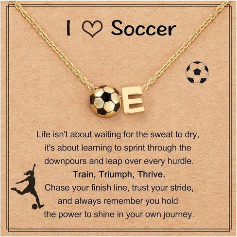 Initial A-Z Soccer Necklace Gifts for Girls Teens Women, Soccer Stuff Christmas Birthday Jewelry for Her Lovers 17+2 Inches in Kuwait