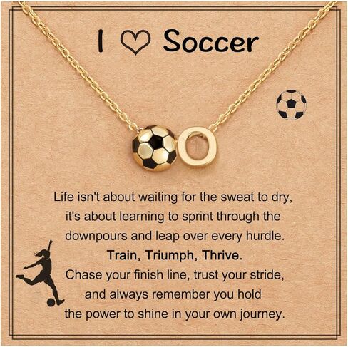 Initial A-Z Soccer Necklace Gifts for Girls Teens Women, Soccer Stuff Christmas Birthday Jewelry for Her Lovers 17+2 Inches in Kuwait
