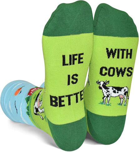 جوارب RosyClouds اللطيفة بطباعة البقرة - هدايا بقرة مضحكة لمحبي الحيوانات والرجال والنساء in Kuwait