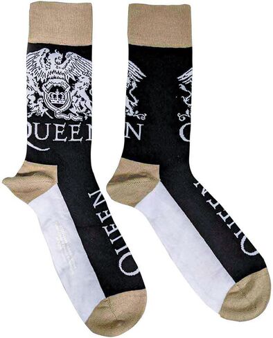 منتجات Rock Off المرخصة رسميًا جوارب Queen Crest & Logo (مقاس حذاء رجالي أمريكي 8-12) باللون الأسود in Saudi Arabia