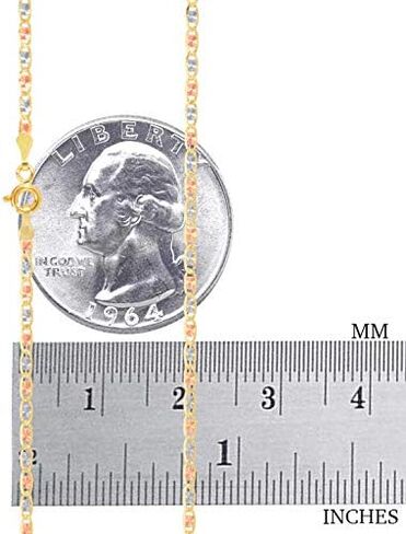 Nuragold 10k ريال أصفر وردي أبيض ذهب صلب فالنتينو 2 مم مرساة سلسلة ربط قلادة (16 "-24") مجوهرات إيطالية أنيقة للنساء in Saudi Arabia