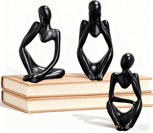 Mingzhang 3pcs Thinker Statue Abstract Art Thinker Figurines Beige Home Decor for Living Room, Office, Coffee Table, Bookshelf Decoration, Housewarming Gifts in Saudi Arabia