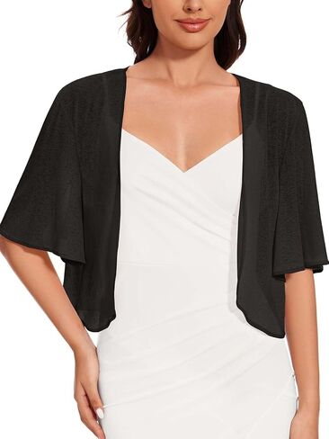 Women Bolero Shrug Cardigan Open Front Cover Up Sheer Short Sleeve Kimonos for Evening Dress(Pink,2XL in Saudi Arabia
