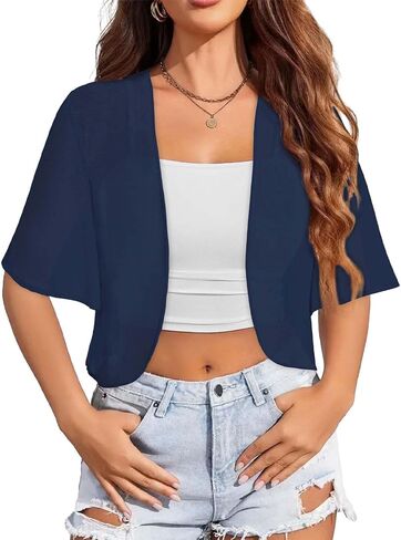 Women Bolero Shrug Cardigan Open Front Cover Up Sheer Short Sleeve Kimonos for Evening Dress(Pink,2XL in Saudi Arabia
