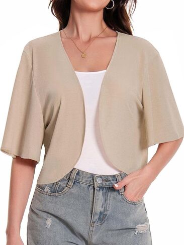 Women Bolero Shrug Cardigan Open Front Cover Up Sheer Short Sleeve Kimonos for Evening Dress(Pink,2XL in Saudi Arabia