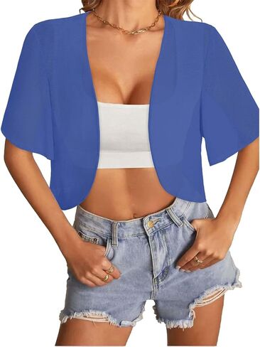 Women Bolero Shrug Cardigan Open Front Cover Up Sheer Short Sleeve Kimonos for Evening Dress(Pink,2XL in Saudi Arabia