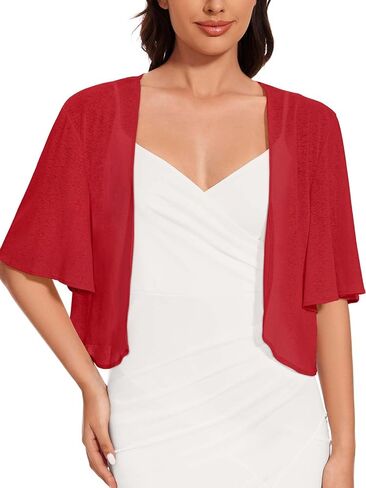 Women Bolero Shrug Cardigan Open Front Cover Up Sheer Short Sleeve Kimonos for Evening Dress(Pink,2XL in Saudi Arabia