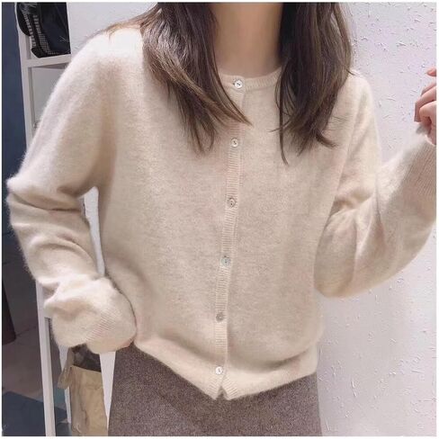 Womens Button Down Cardigan Sweaters Crew Neck Long Sleeve Open Front Loose Fall Soft Knit Sweater Coats in Saudi Arabia