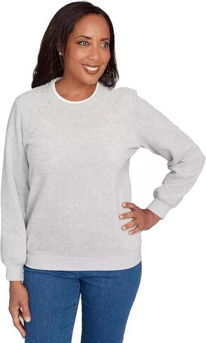 Alfred Dunner Women's Petite Embellished Neckline Anti-Pill Sweater in Saudi Arabia