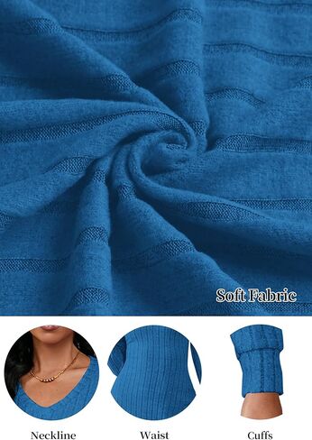 PerZeal Women's Casual V Neck Long Sleeve Knit 2025 Trendy Fall Dresses Solid Color A Line Midi Dress Sweater Dress in Saudi Arabia
