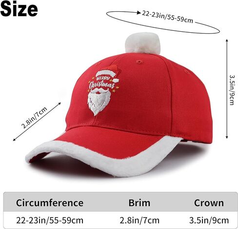 Merry Christmas Baseball Cap for Men Women, Adjustable Embroidered Cotton Santa Hat in Saudi Arabia