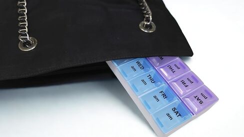 7-Day AM PM Travel Pill Container with 14 Compartments. 2 Times a Day Medication Organizer and Planner for Home, Office (Blue/Purple) in Saudi Arabia