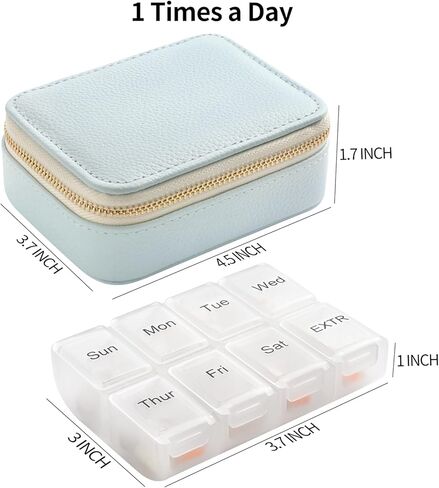Genuine Leather Travel Pill Organizer Box Case 1 Times a Day for Purse for Women, Cute Medicine Pill Holder Containers for Vitamin Small Weekly Daily 7 Day Am Pm Pill Organizer(Pink) in Kuwait