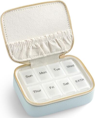 Genuine Leather Travel Pill Organizer Box Case 1 Times a Day for Purse for Women, Cute Medicine Pill Holder Containers for Vitamin Small Weekly Daily 7 Day Am Pm Pill Organizer(Pink) in Kuwait
