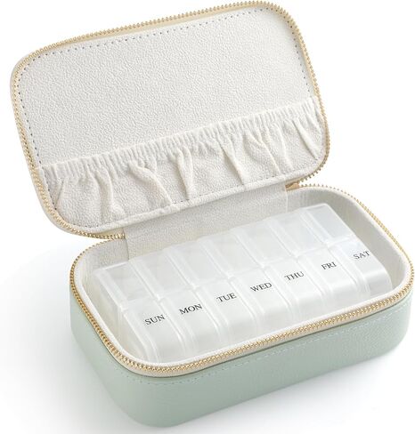 Genuine Leather Travel Pill Organizer Box Case 1 Times a Day for Purse for Women, Cute Medicine Pill Holder Containers for Vitamin Small Weekly Daily 7 Day Am Pm Pill Organizer(Pink) in Kuwait