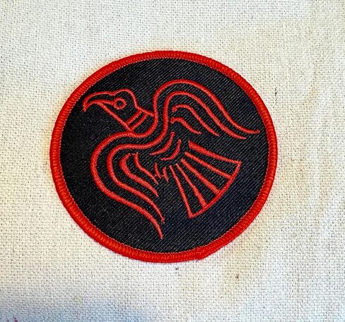 Odin's Raven Red Embroidered Patch Viking Iron-on Norway Flag Banner in Saudi Arabia