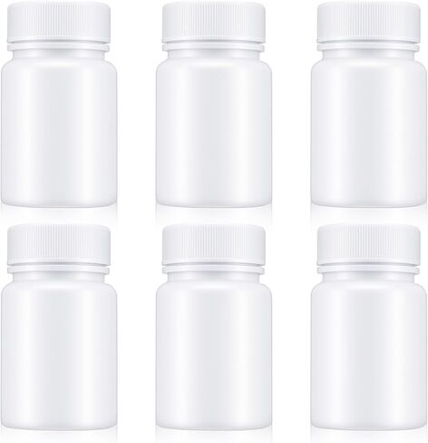 6Pcs Pill Bottle White 50ml Empty Clear Plastic Pill Bottles Medicine Bottles with Screw Caps Empty Reagent Bottle Containers for Pills, Vitamins, Liquid Solid in Saudi Arabia