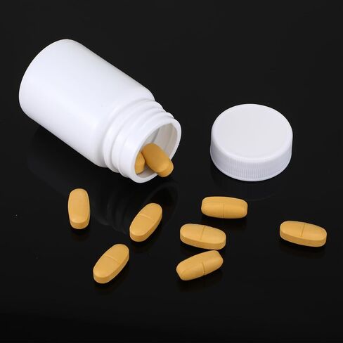 6Pcs Pill Bottle White 50ml Empty Clear Plastic Pill Bottles Medicine Bottles with Screw Caps Empty Reagent Bottle Containers for Pills, Vitamins, Liquid Solid in Saudi Arabia
