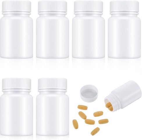 6Pcs Pill Bottle White 50ml Empty Clear Plastic Pill Bottles Medicine Bottles with Screw Caps Empty Reagent Bottle Containers for Pills, Vitamins, Liquid Solid in Saudi Arabia