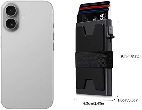 محفظة رفيعة لحمل البطاقات، محفظة لحمل البطاقات، محفظة رجالية صغيرة الحجم بخاصية حجب تحديد الهوية بموجات الراديو، حامل بطاقات ائتمان منبثق مع شريط نقدي للرجال (أسود) in Kuwait