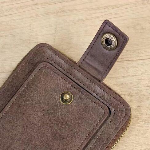 Men's Solid-Color PU Business Wallet, Card Holder with Zipper and Button, Featuring 8 Card Slots and a Large-Capacity Coin Pocket in Saudi Arabia
